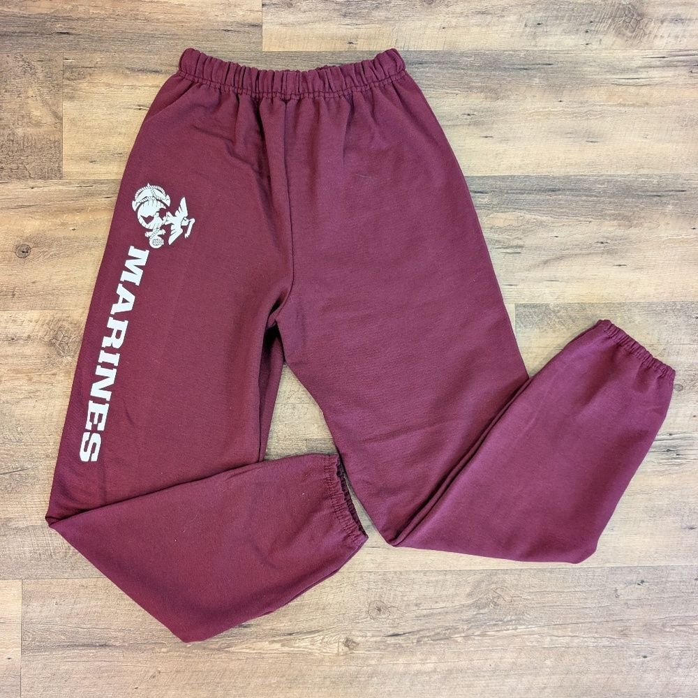 Marine Corps USMC "Marines" Burgundy Cuffed Ankle Sweatpants